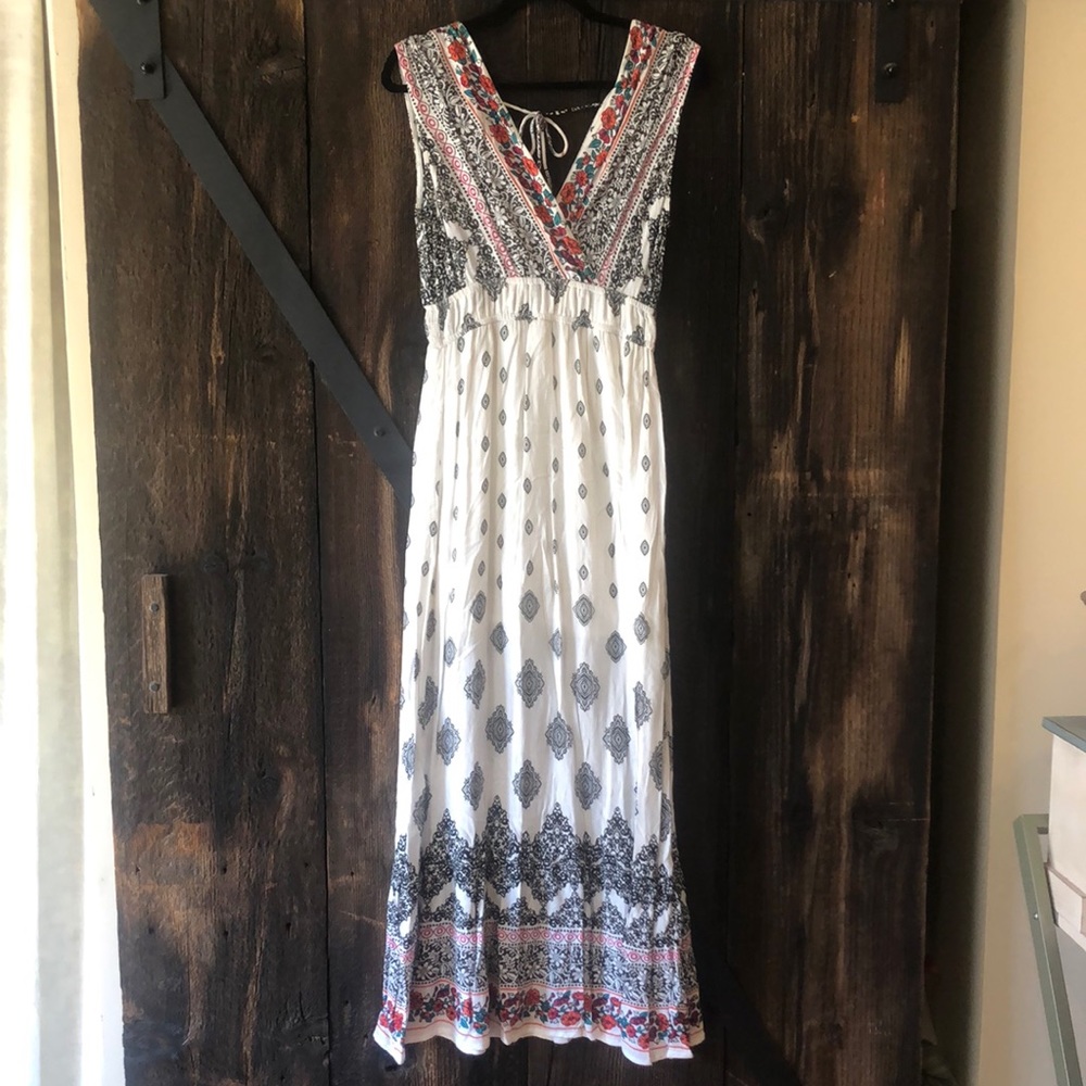 Bohemian long sundress with elastic waist